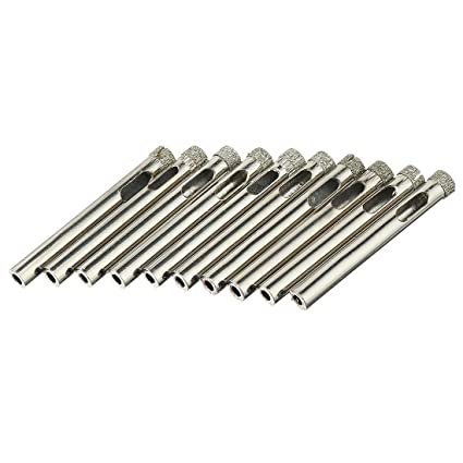 sourcingmap 10PCS 7mm Diamond Coated Hole Saw Drill Bits for Glass Ceramic Tile Marble Rock Porcelain