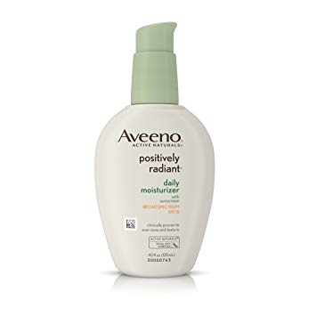 Aveeno Positively Radiant Daily Face Moisturizer with Broad Spectrum SPF 15 Sunscreen and Soy Extract, 4 fl. oz