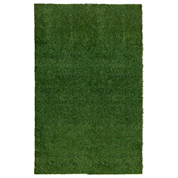 Ottomanson Garden Grass Collection Indoor/Outdoor Artificial Solid Green Turf Area Rug, 3'3" X 5'