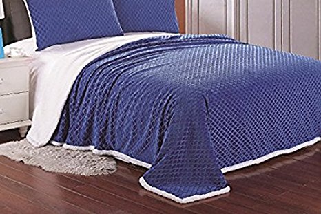Kashi Home Luxurious Soft Mermaid Sherpa Lined Blanket, Navy, Queen, King, 6 Colors Available