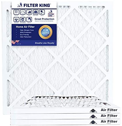 Filter King 20x20x1 Air Filters | 4 Pack | MERV 8 HVAC Pleated AC Furnace Filters, Protection Against Mold and Pollen, Allergen Reduction, Increases Air Quality | Actual Size 19.75x19.75x1