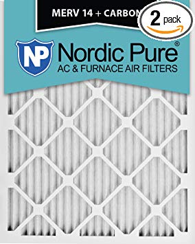 Nordic Pure 16x24x1 MERV 14 Plus Carbon AC Furnace Filters Qty 2, 16x24x1M14 C Piece