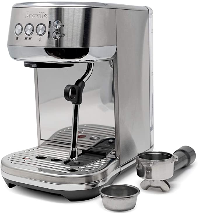 Breville Bambino Pro BES500 Compact Semi-Automatic Espresso Machine Bundle w/ 54mm Portafilter & Double Basket