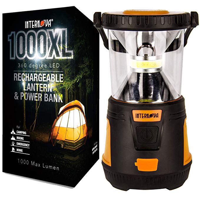 Internova Rechargeable Camping Lantern Power Bank - Massive Brightness Adjustable 360 LED Arc Lighting - Emergency - Backpacking - Construction - Hiking - Auto - Home