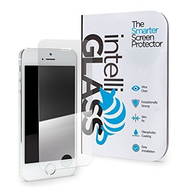 iPhone SE & 5/5c/5s intelliGLASS PRO 0.2mm - The Smarter Apple Glass Screen Protector by intelliARMOR To Guard Against Scratches and Drops. HD Clear With Max Touchscreen Accuracy.