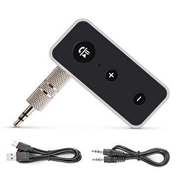 POSTA Bluetooth 5.0 Receiver, Audio Car Kit, Portable Wireless Audio Adapter 3.5mm Aux for Music, Home Hi-fi System, Speaker, Headphones, Hands-Free Car Kit with Microphone