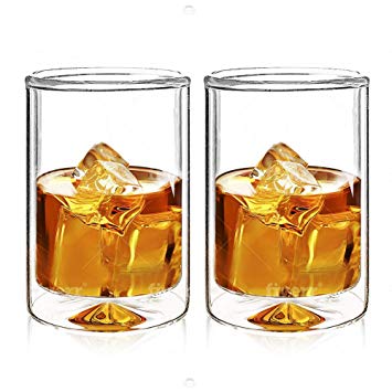 Sun's Tea (TM) 13oz Strong Double Wall Old-Fashioned Thermo Whiskey/coffee/juice Glasses, Set of 2 by Sun's Tea