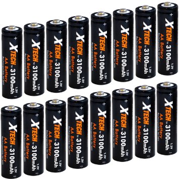 Xtech AA Ultra High-Capacity 3100mah Ni-MH Rechargeable Batteries 16 pack