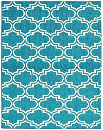 Garland Rug Silhouette Area Rug, 8 by 10-Inch, Teal/Ivory