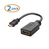 Cable Matters 2 Pack Gold Plated Mini HDMI to HDMI Male to Female Cable Adapter 6 Inch