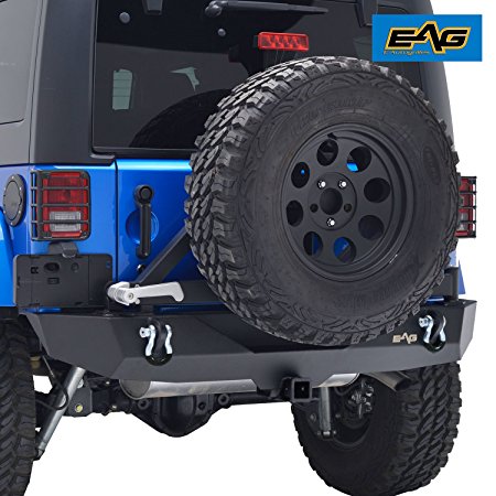 EAG Jeep JK Rear Bumper W/ Tire Carrier and Third Brake Light Bracket