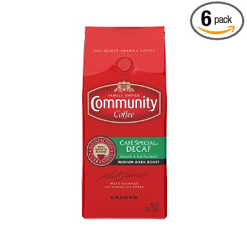 Community Coffee Ground Coffee, Cafe Special Decaffeinated, 12-Ounce Bags (Pack of 6)