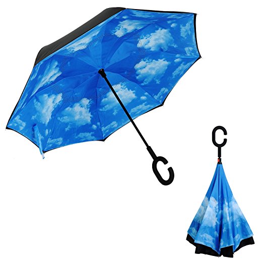 Inverted Umbrella, Alink Reverse Folding Double Layer Inside Out Outdoor Rain Away Car Umbrella