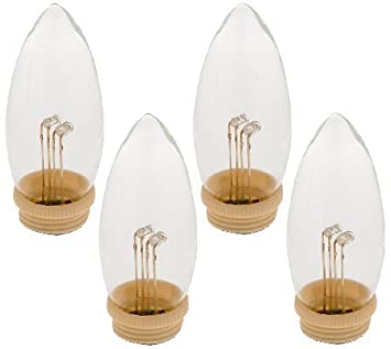 Celestial Lights Set of 4 Battery Operated Replacement Window Candle Bulbs with Dual Intensity LED (Soft Flicker Two LED 4XAA)