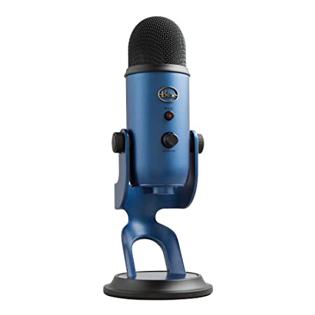 Blue Yeti USB Mic for Recording and Streaming on PC and Mac, 3 Condenser Capsules, 4 Pickup Patterns, Headphone Output and Volume Control, Mic Gain Control, Adjustable Stand, Plug and Play (Midnight Blue)