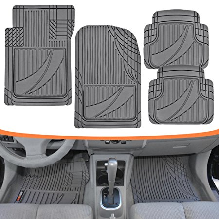 FlexTough Advanced Performance Mats - 4pc HD Rubber Floor Mats for Car SUV Auto All Weather Plus (Gray)