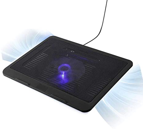 Laptop Cooling Pad, Portable Super Quiet Fans with Blue LEDs, Big Fan USB Powered Laptop Notebook Cooler Cooling Pad Stand for 14 inch or Below Laptop (Black)
