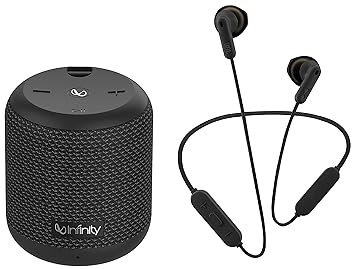 JBL Tune 215BT, 16 Hrs Playtime with Quick Charge, in Ear Bluetooth Wireless && Infinity Fuze 100, Wireless Portable Bluetooth Speaker with Mic, Deep Bass, Dual Equalizer, IPX7 Waterproof