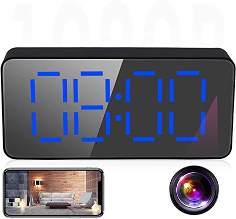 Spy Camera Clock, Pelay HD 1080P WiFi Clock Hidden Camera Wireless Surveillance Security Nanny Camera, Video Recorder Real-Time with Motion Detector and Loop Recording for Home/Office