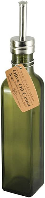 Grant Howard Pro Series Olive Oil Glass Cruet, 8 oz, Green and Silver