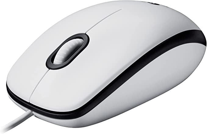 Logitech M100 Wired USB Mouse, 3-Buttons,1000 DPI Optical Tracking, Ambidextrous, Compatible with PC, Mac, Laptop - White