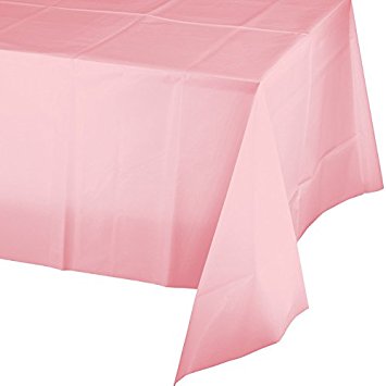 Creative Converting Touch of Color Plastic Table Cover, 54 by 108-Inch, Classic Pink