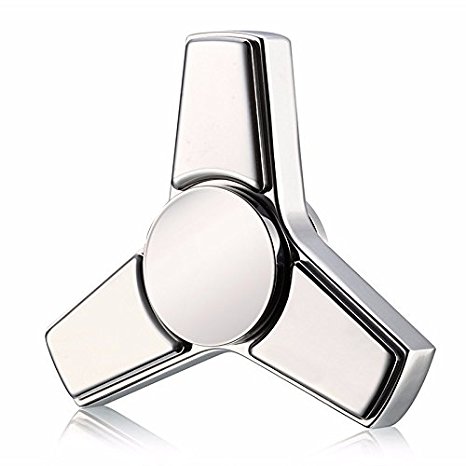 Serenilite Premium Focus Stainless Steel Hand Spinner Fidget - Finest & Smoothest Long Lasting 5  Minute Spins - Superior R188 Hybrid Ceramic Bearings (Premium Silver)