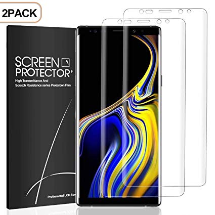 [2 Pack] Galaxy Note 9 Screen Protector [Full Coverage] [Case Friendly] HD Clear Flexible Anti-Bubble Screen Shield Film with Easy Install Kit for Samsung Galaxy Note 9 - Lifetime Replacement Warranty