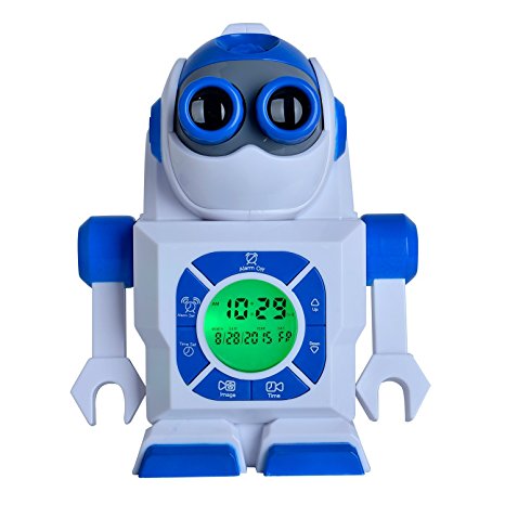7" Robot Led Projection Kids Alarm Clock, Kingstar Portable Image Display Clock Night Light Projector