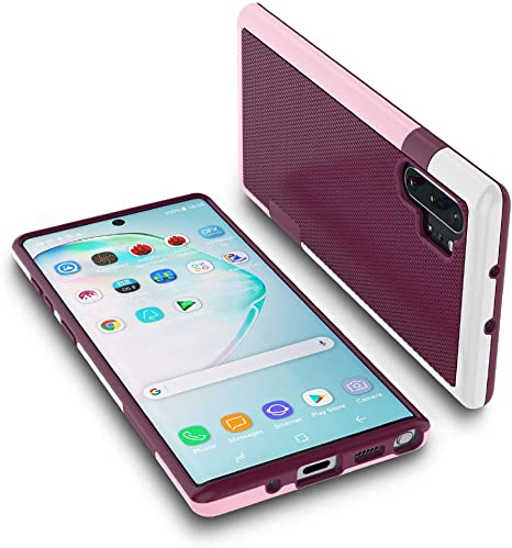Jeylly for Galaxy Note 10 Plus Case, Shock-Absorption 3 Color Bumper Cover Anti-Slip Rugged Soft TPU Hard PC Armor Protective Case Shell for Samsung Galaxy Note 10  / Note 10 Plus (6.8 inch) - Wine