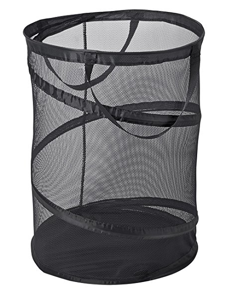 PRO-MART DAZZ Deluxe Large Mesh Spiral Laundry Pop Up Hamper with Handles, Black