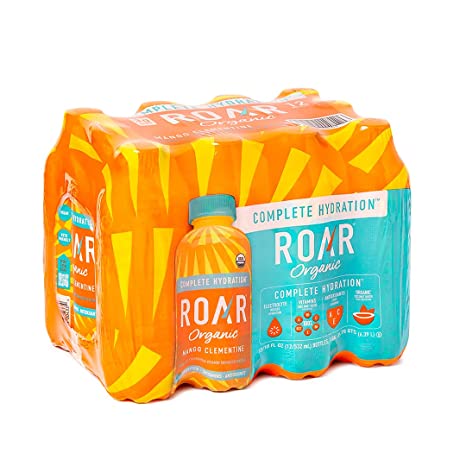 ROAR Organic Naturally Flavored Vitamin Enhanced Beverage, Mango Clementine, USDA Organic, Complete Hydration, Vegan, Gluten Free, Keto Friendly, Electrolytes, Antioxidants, 18 Fl Oz (Pack of 12)