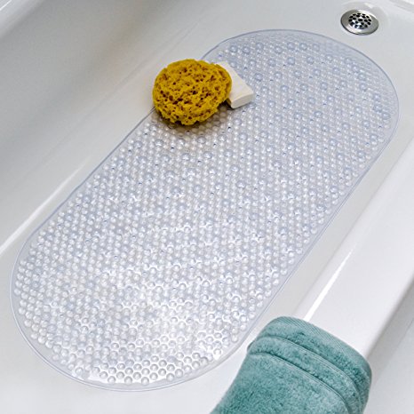 15" x 35" Mildew Resistant Bubble Bath Mat with Microban - Clear