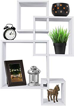 Greenco Decorative 4 Cube Intersecting Wall Mounted Floating Shelves- White Finish