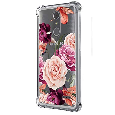 ZTE Grand X4 Case,ZTE Blade Spark Case (Z971),ZMax One Case (Z719DL),Z956,LUOLNH Slim Shockproof Clear Floral Pattern Soft Flexible TPU Back Cover Case for ZTE Grand X4(Purple)