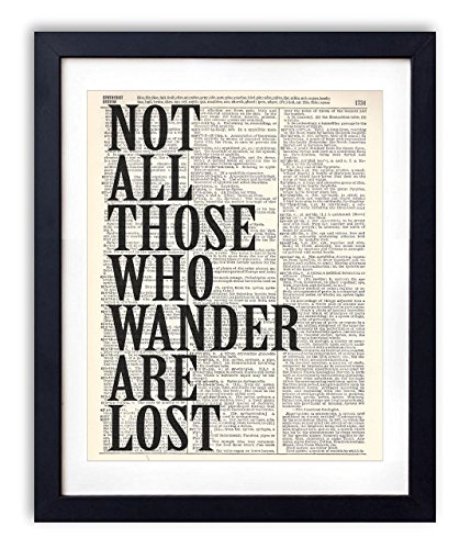 Not All Those Who Wander Are Lost Typography Upcycled Vintage Dictionary Art Print 8x10