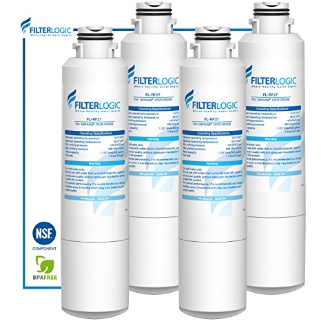 FilterLogic DA29-00020B Refrigerator Water Filter Replacement for Samsung DA29-00020B, DA29-00020A, HAF-CIN/EXP, 46-9101 (Pack of 4)
