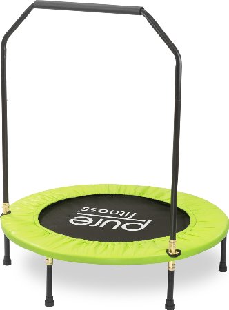Pure Fitness 40" Mini Rebounder Trampoline with Adjustable Handrail, Ages 13