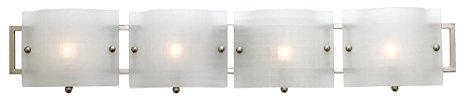 Access Lighting 53314-BS/CKF Nara 4-Light ADA Wall/Vanity Fixture, Brushed Steel Finish with Checkered Frosted Glass Shades