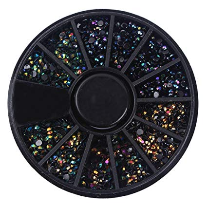 CHIC*MALL Nail Art Stickers Rivets Drill Box Nail Art Gemstones Crystal Glitter Rhinestone Nail Art Decoration Wheel Black Box