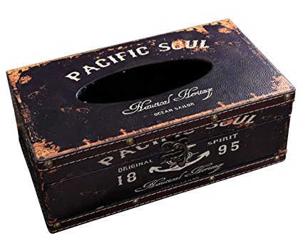 Lalago Wooden Retro Tissue Box Holder Tissue Box Cover Case Napkin Dispenser (Pacific Soul)