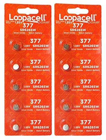 LOOPACELL 377/376 / SR626W / SR626SW / Silver Oxide Watch 10 Batteries