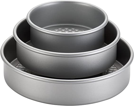 Cake Boss Professional Nonstick Bakeware 3-Piece Round Cake Pan Set, Silver