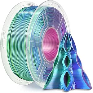 SUNLU Silk PLA Plus 3D Printer Filament, Triple Color Shiny PLA  Filament 1.75mm, Silk Textures, 360° Spin Unveils Varied Colors, Dimensional Accuracy  /- 0.02mm, 1KG Spool(2.2lbs), Blue Green Purple