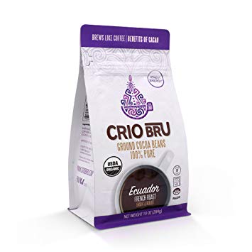 Crio Bru Ecuador French Roast 10oz Bag | Organic Healthy Brewed Cacao Drink | Great Substitute to Herbal Tea and Coffee | 99% Caffeine Free Gluten Free Whole-30 Low Calorie Honest Energy