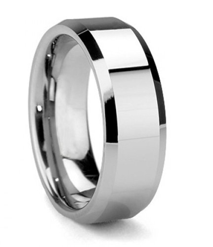 King Will 8mm White Comfort Fit Tungsten Ring High Polished Mens Classic Wedding Engagement Band