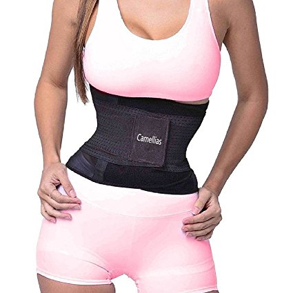 Camellias Women Waist Trainer Belt Body Shaper Belly Wrap - Trimmer Slimmer Compression Band for Weight Loss Workout Fitness