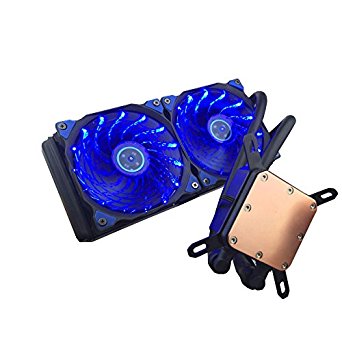 upHere Technology All-In-One High Performance Liquid CPU Cooler with Dual Adjustable 120mm PWM Blue LED Fan
