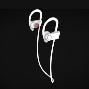 Bluetooth Headphones Sports Lightweight Stereo Headset With Mic, Universal Sweatproof In-Ear Cycling Running Earbuds - White