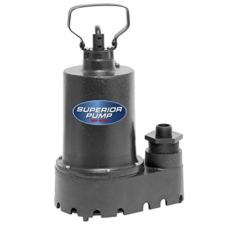 Superior Pump 91337 1/3 HP Cast Iron Submersible Utility Pump with 25-Foot Cord